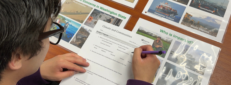 Child taking a quiz about climate